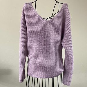 Lavender sweater with a twist tie back by ASTR